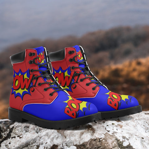 AyeWalla X PRicci Art Leather Premium 6-Inch Waterproof Boots - Pow! Kapow! Boom!