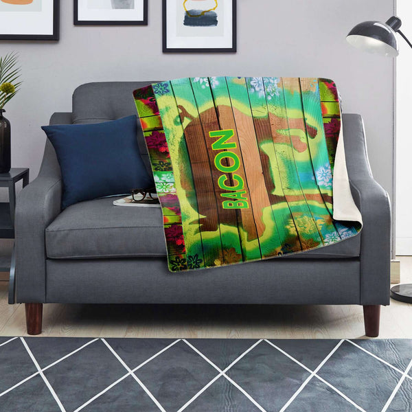 Microfleece Blanket - Bacon Green Multi-Color