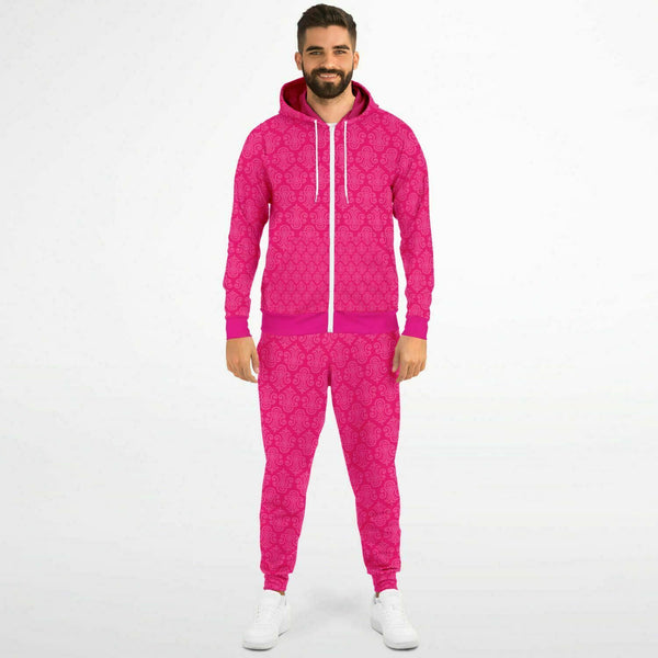 Pricci Gucci Pink Zip Up Hoodie Jogger Set | Streetwear | Track Suit | Fashion Jogger Set