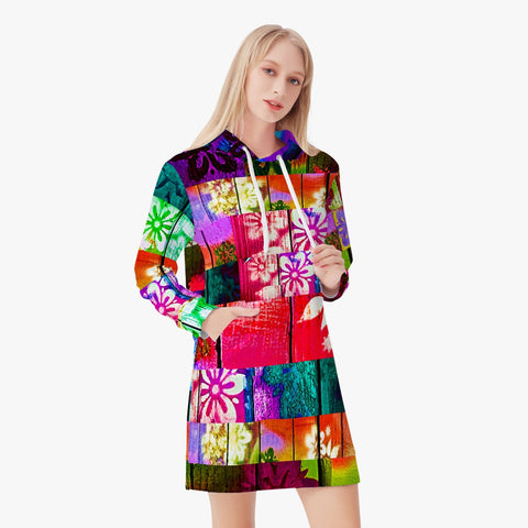 Hoodie Multi-Color Patch Dress
