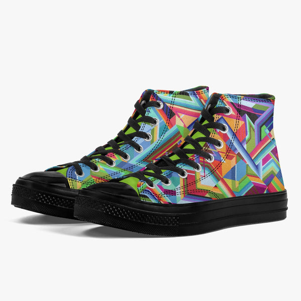 New High-Top Canvas Shoes - Black Kaleidoscope