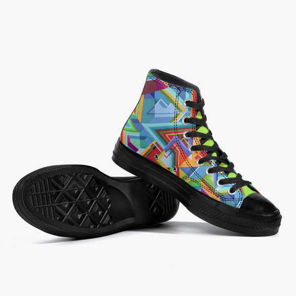 New High-Top Canvas Shoes - Black Kaleidoscope