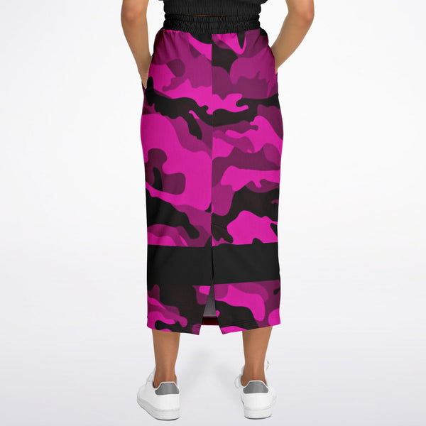 Boho Long Pocket Skirt - Pink Camo