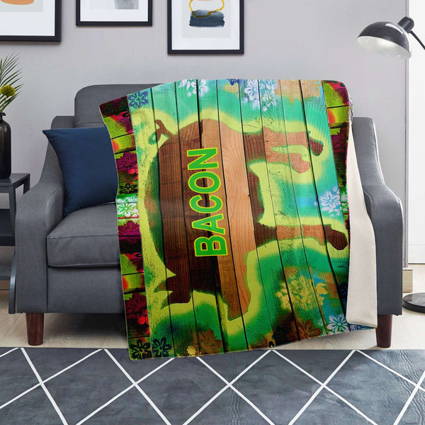 Microfleece Blanket - Bacon Green Multi-Color