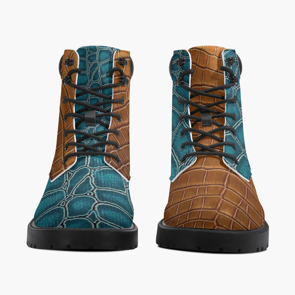 Leather Premium 6-Inch Waterproof Boots - Alligator Orange/Blue