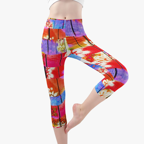 AyeWalla Short Yoga Pants - Multi-Color Flowers