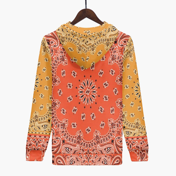 NoCal Beach Hoodie Orange/Yellow Paisley Print