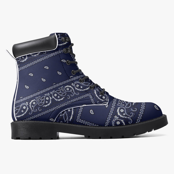 Leather Boots Premium 6-Inch Waterproof Boots - Navy Bandana