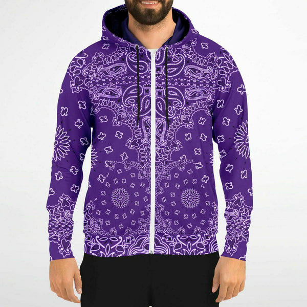 Pricci Artist Collection: Royal Purp Bandana Zip-Up Hoodie | Men's Hoodie | Hoodies | Fashion Hoodie