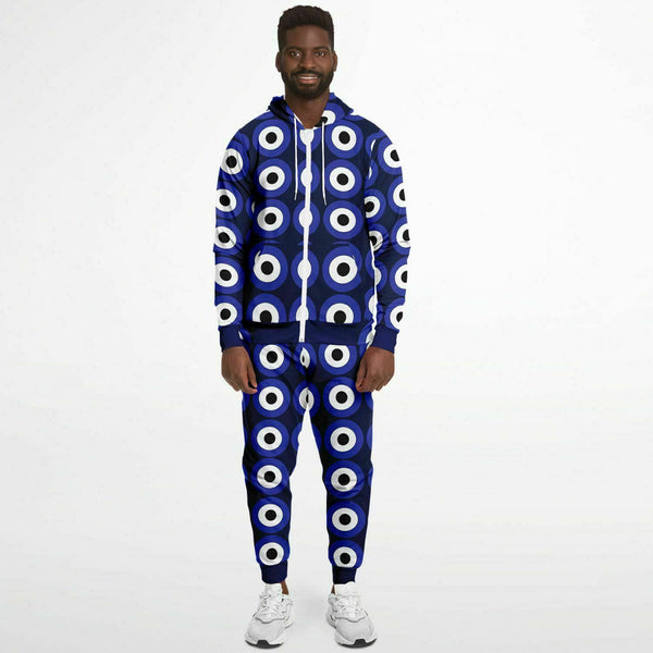 Pricci Evil Eye Zip Up Hoodie Jogger Set | Streetwear | Track Suit | Fashion Jogger Set