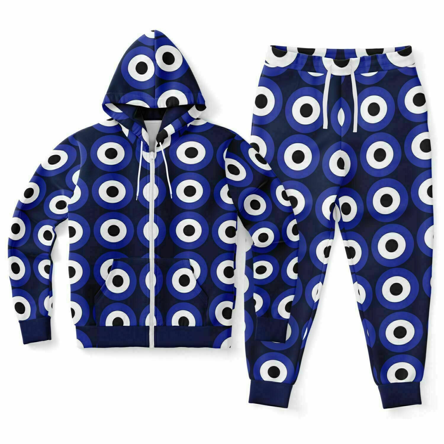 Pricci Evil Eye Zip Up Hoodie Jogger Set | Streetwear | Track Suit | Fashion Jogger Set