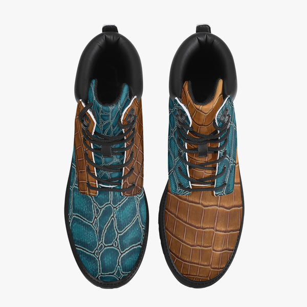 Leather Premium 6-Inch Waterproof Boots - Alligator Orange/Blue