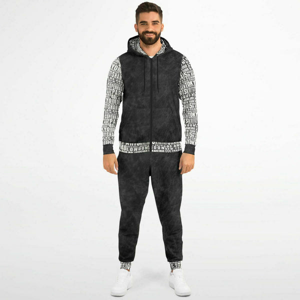 Pricci Black Zip Up Hoodie Jogger Set | Streetwear | Track Suit | Fashion Jogger Set