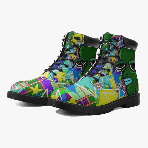 AyeWalla X PRicci Art Leather Boots Premium 6-Inch Waterproof Boots - Alien Nerd