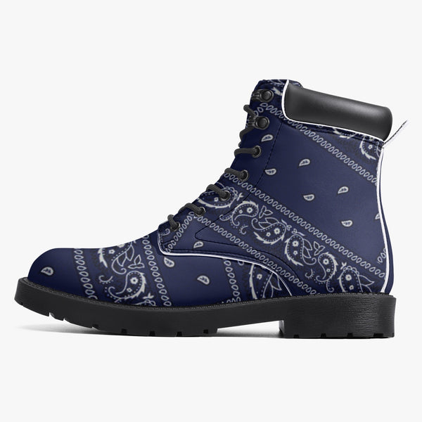 Leather Boots Premium 6-Inch Waterproof Boots - Navy Bandana